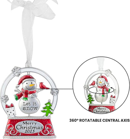 Laraine Christmas Tree Ornaments – 2025 Decorative Rotation Hanging Pendant of Car Charm Holiday Keepsake Gift Home Decor (Snowman (2025))