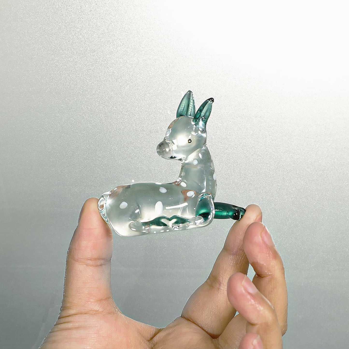 NaneTidy Reindeer Deer Figurine Glass Collection Ornament Statue Animal Collectible Christmas Decor Home Decor