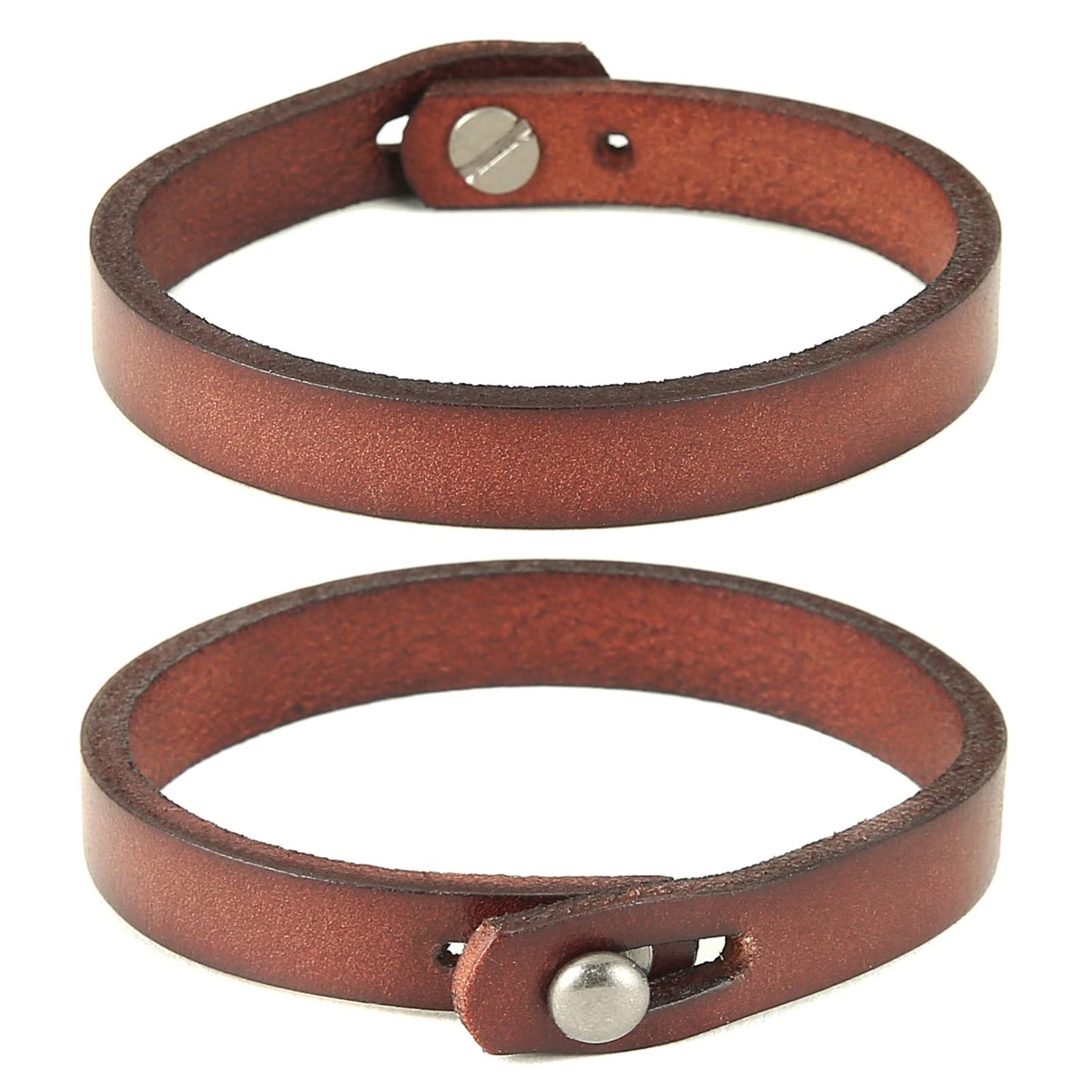 HZMAN Adjustable Handmade Leather Cuff Bracelet Steampunk Style Minimalist Leather Wristband (Brown)