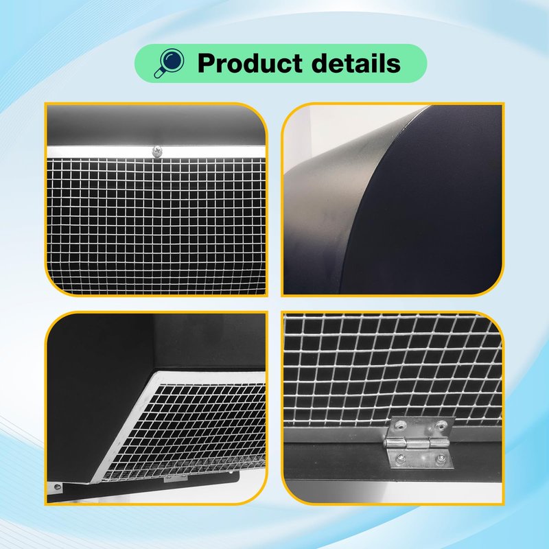 8 Inch Galvanized Steel Hooded Wall Vent,Arc-Shaped Outdoor Wall Vent Cap with Mesh Cover and Damper for Kitchen, Bathroom, Laundry, Garage Ventilation and Exhaust (Black)