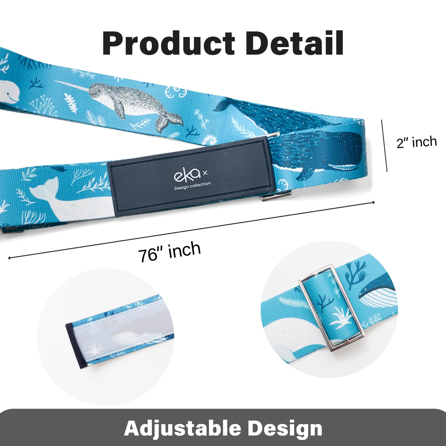 Luggage Straps for Suitcases,Adjustable Luggage Elastic Belt, Travel Essentials for Airport,Station, Vibrant Designs, (Azure Ocean)