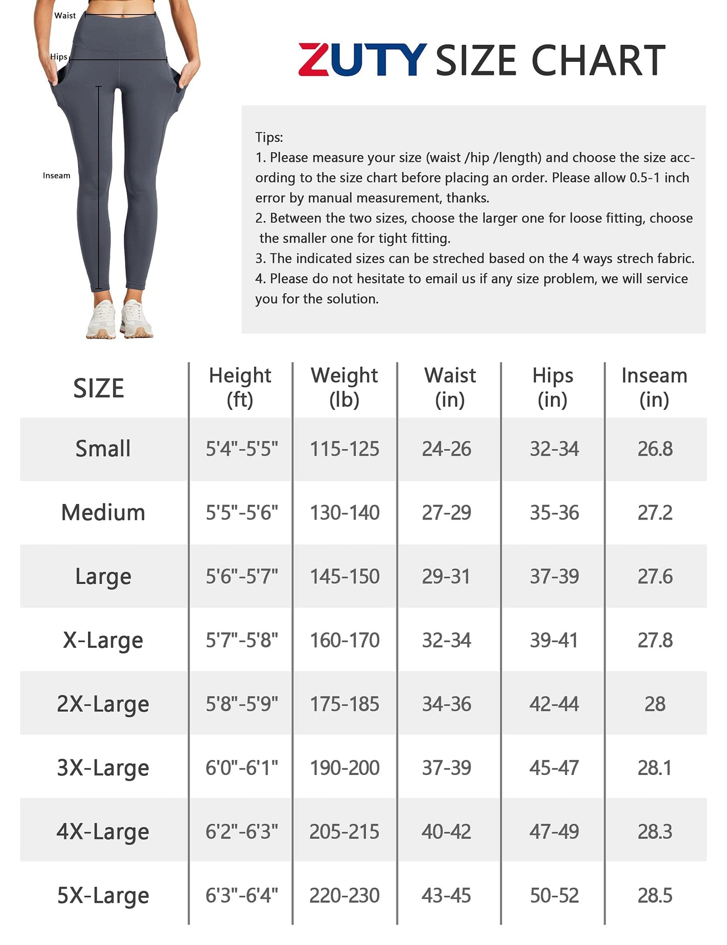 ZUTY Fleece Lined Leggings Women Water Resistant Winter Thermal Insulated High Waisted Hiking Leggings Pockets Plus Size