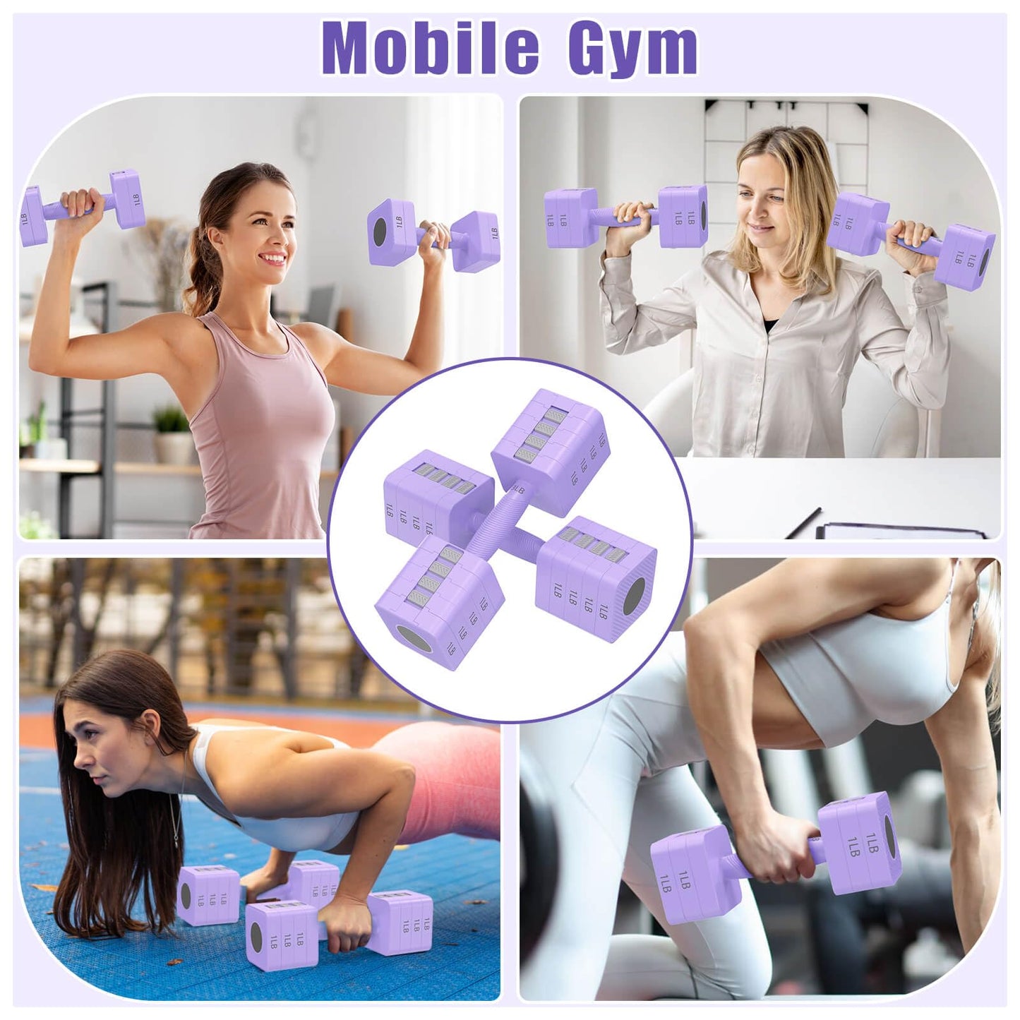 Adjustable Dumbbells Set of 2, 5-in-1 Adjustable Weight Dumbbells for Women/Men, 3lb/5lb/7lb/9lb/11lb Dumbbell Weights Set for Home Gym Workout