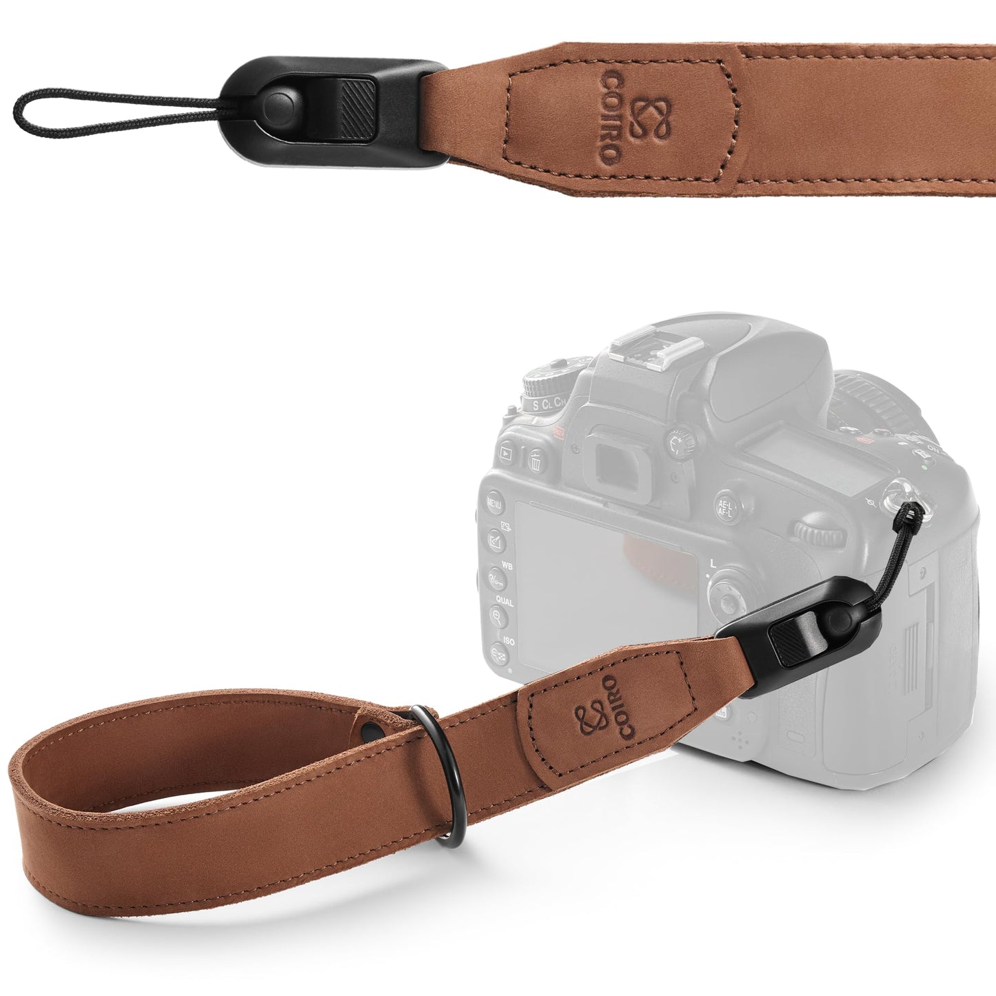 C Coiro Leather Camera Wrist Strap with Quick Release for Photographers, Adjustable Camera Hand Strap Compatible with for Sony, Nikon, Canon, SLR Mirrorless Digital Cameras, Brown