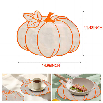 6 Pcs Fall Pumpkin Placemats Thanksgiving Harvest Autumn Orange Table Placemats for Halloween Christmas Home Table Kitchen Decorations