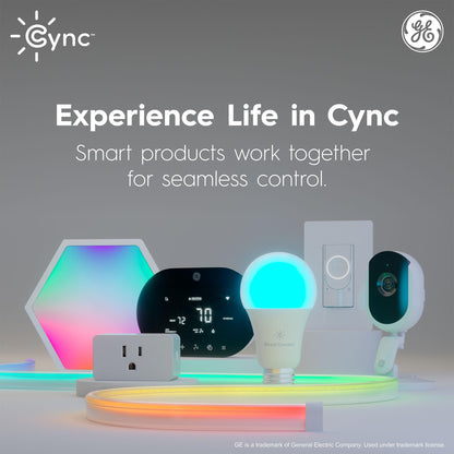GE Cync Dynamic Effects A19 LED Smart Light Bulbs, Bluetooth and WiFi Color Changing Lights with Music Sync, Compatible with Alexa and Google Home (2 Pack)