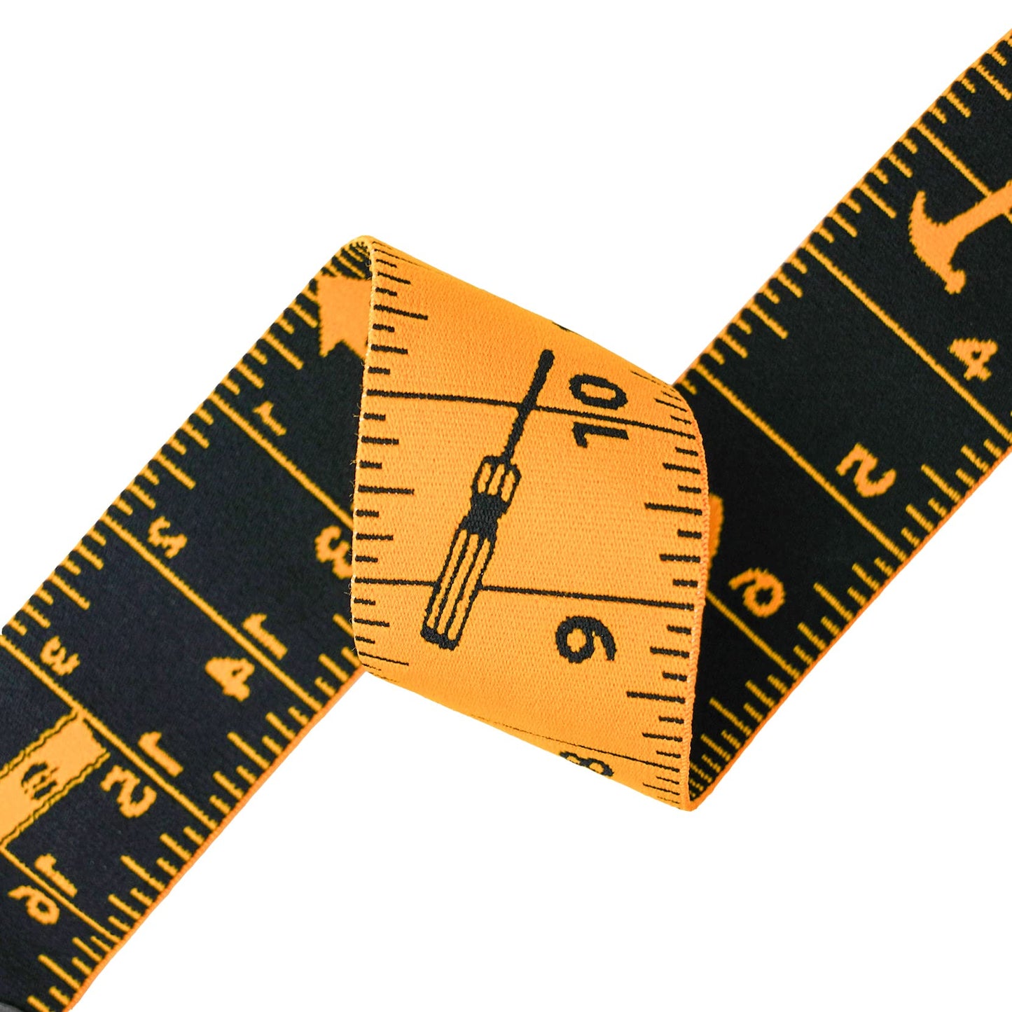 KUNN Men Suspender Tape Measure Pattern 2 inch Suspender Fully Strength Elastic with Heavy Duty Clip,Yellow Color