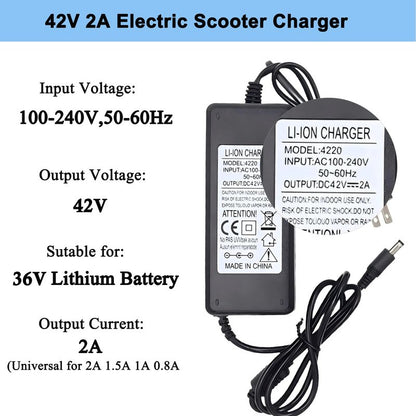 42V 2A Electric Scooter Charger for 36V Li-Batteries, Hover Board Charger Cord with 4 Plugs, Compatible with Gotrax/Ninebot/Jetson/Voyage Scooter Power Adapter
