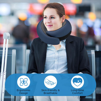Neck Pillow Airplane,100% Pure Memory FoamTravel Neck Pillow Travel Neck Support Ergonomic &Portable Design Best for Sleeping Plane Car Train Office Flight (Small Grey)
