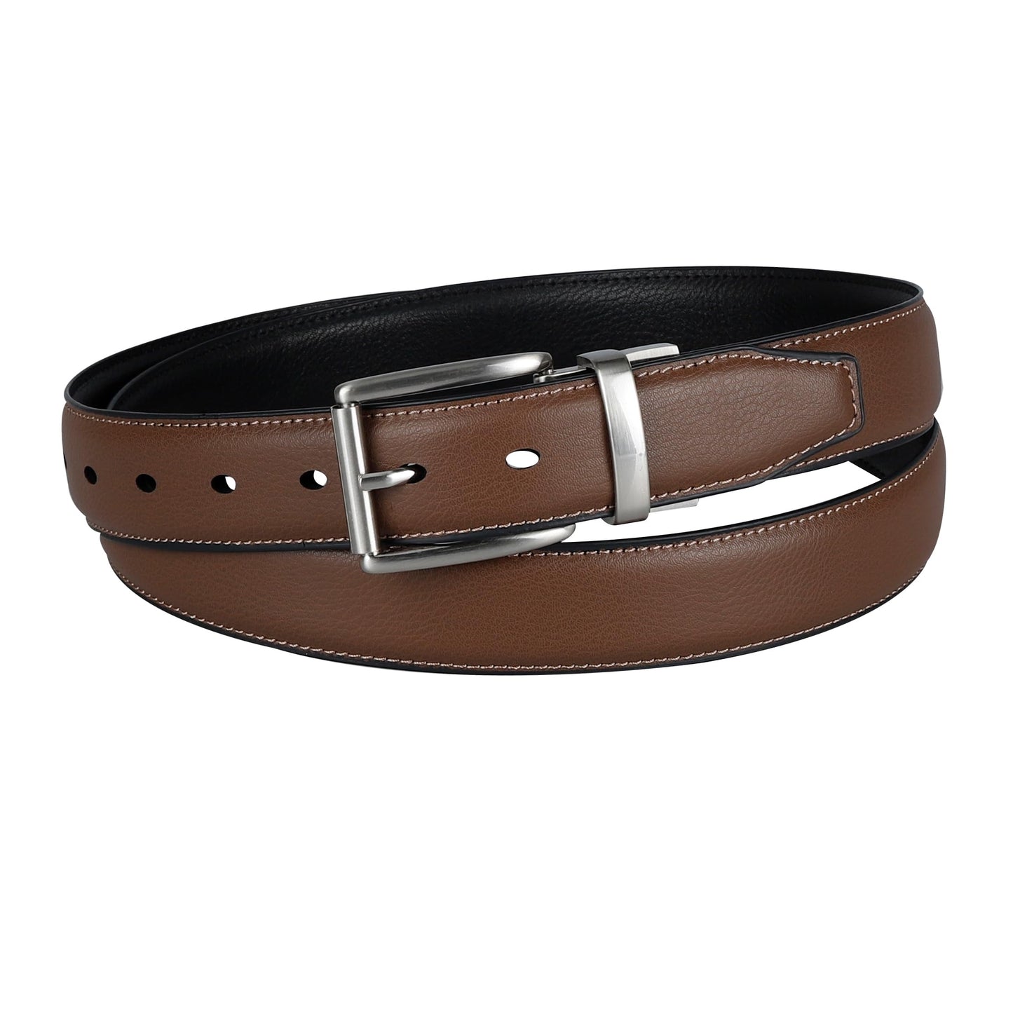 Dockers Men's Reversible Casual Belt with Comfort Stretch-cognac/black, Medium