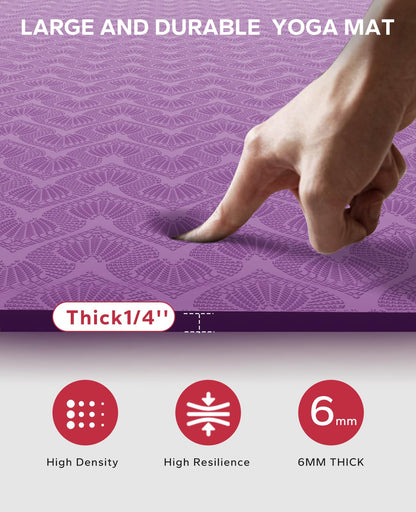 HAPBEAR Extra Large Yoga Mat - 72"x48"/78"x54", 1/4" & 1/3" Thick, Non-Slip, Durable, Eco-Friendly, Wide Exercise Mat for Home Workouts, Yoga, Pilates, Stretching, Meditation (Barefoot Exercise)