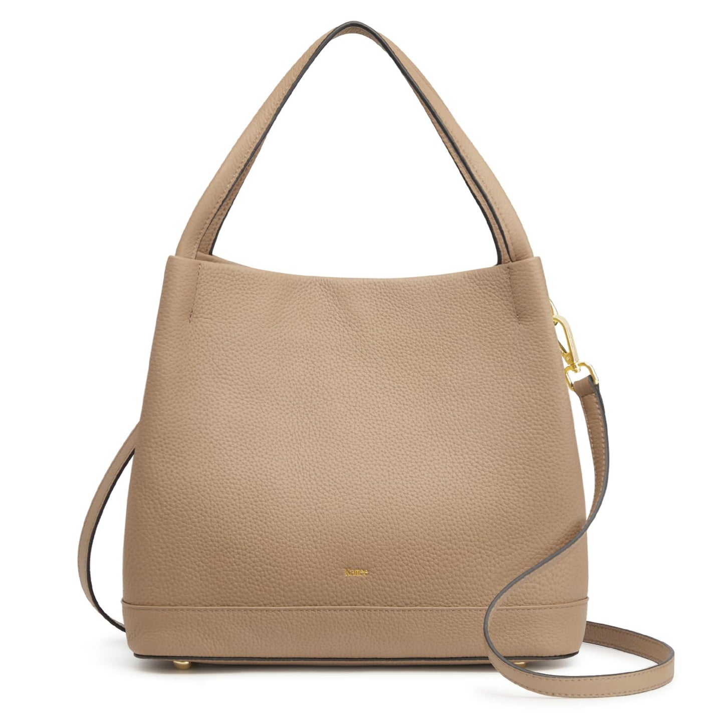 Kattee Genuine Leather Handbags for Women 2026 Trendy, Soft Leather Bucket Bags Shoulder Tote Crossbody Purses with 2 Straps, Apricot