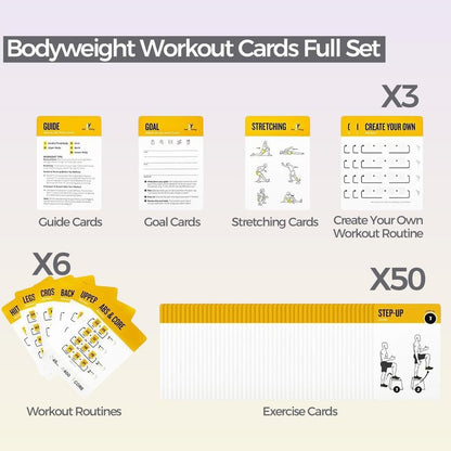 Bodyweight Training Cards Set - 50-Exercise Fitness Deck for Home/Gym, Beginner to Advanced, Customizable Workouts (Vol 1)
