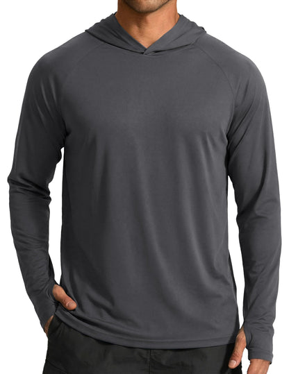 COOFANDY SPF 50+ Fishing Shirts for Men Long Sleeve Sun Protection Hoodie Lightweight Outdoor Hiking Running Rash Guard Dark Gray