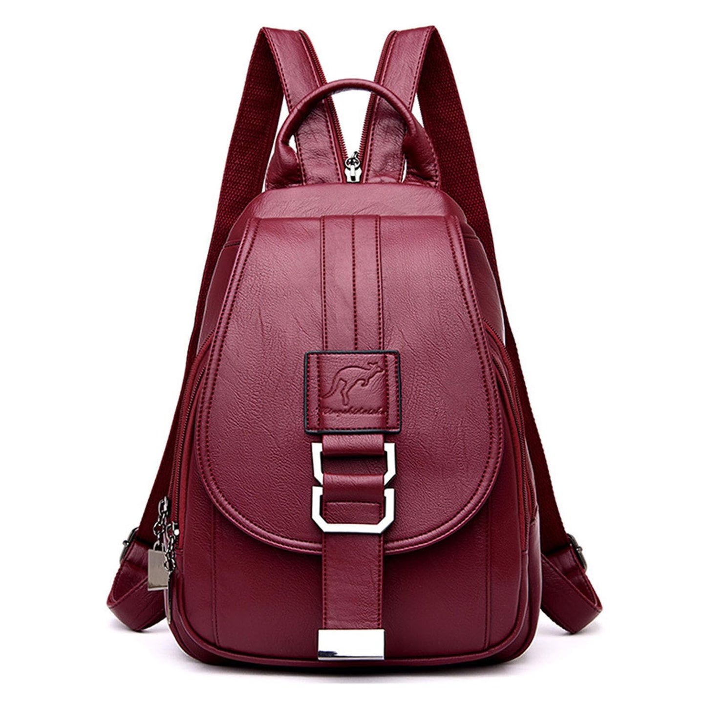 BlackeEight Women's Soft Genuine Leather Backpack,Large Capacity Satchel Shoulder Handbags for Office Shopping Trip (Red)