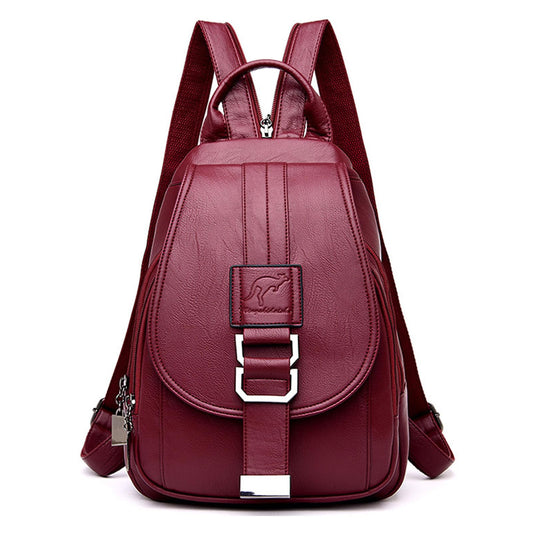 BlackeEight Women's Soft Genuine Leather Backpack,Large Capacity Satchel Shoulder Handbags for Office Shopping Trip (Red)