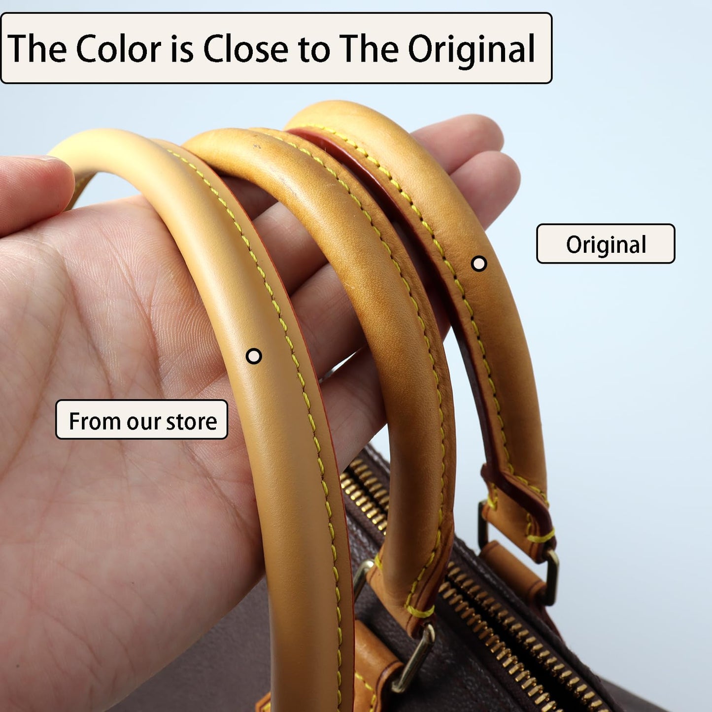 Genuine Vachetta Leather Short Shoulder Strap Compatible with Speedy 25 30 & Soft Speedy 30, Handmade Replacement Armpit Bag Strap with Precision Stitching Beeswax/Apricot (Length:27.5in-Beeswax)