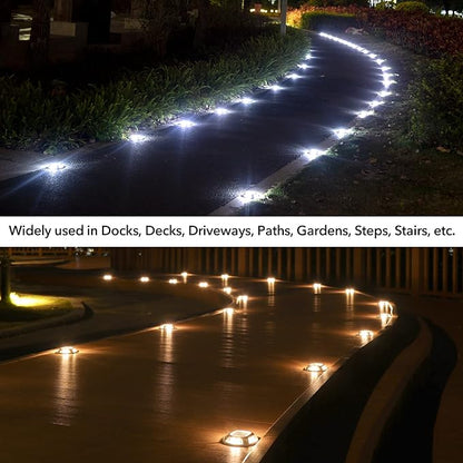 AGPTEK Solar Driveway Lights Outdoor 16 Pack, 2 Color Modes LED Deck Dock Marine Waterproof Driveway Marker Lights for Step Sidewalk Stair Garden Pathway Walkway Yard (Warm White/Cool White)
