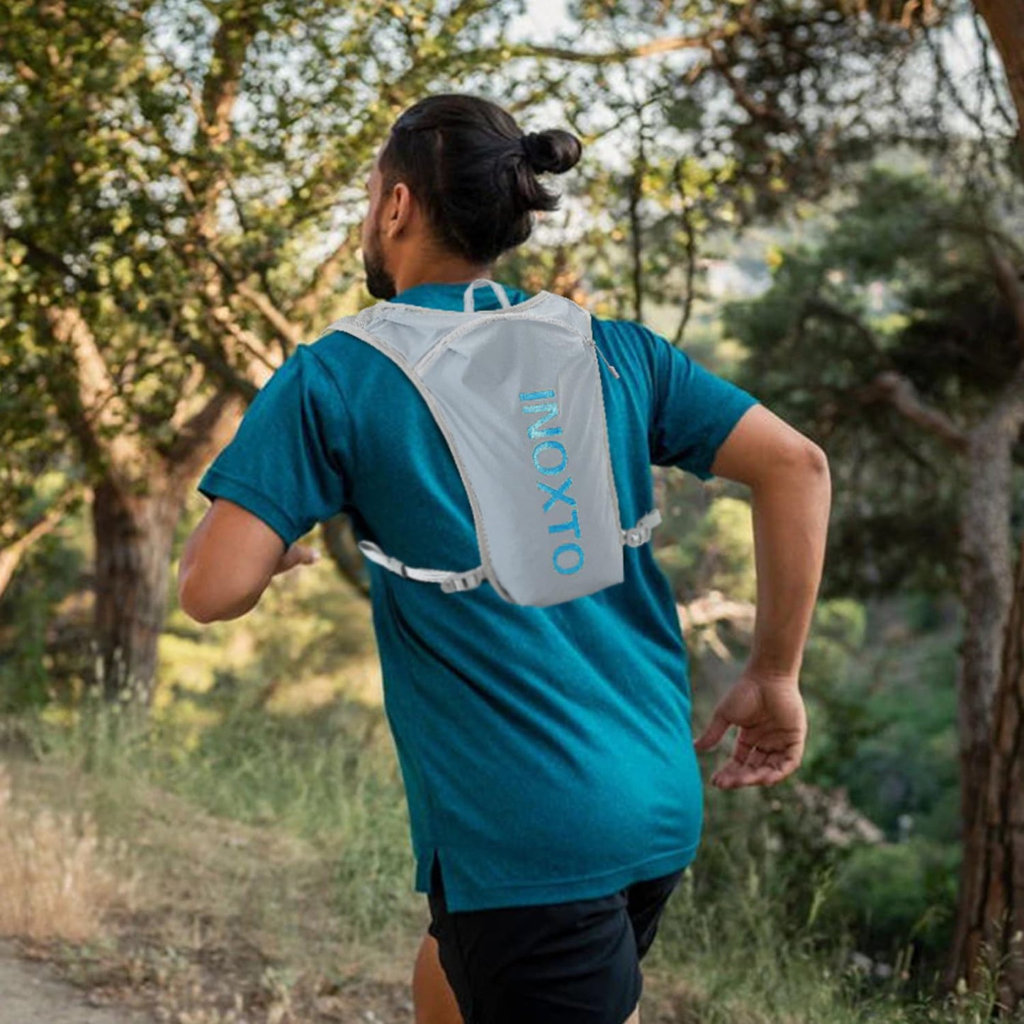 INOXTO Running Hydration Vest Backpack,Lightweight Insulated Pack with 1.5L Water Bladder Bag Daypack for Hiking Trail Running Cycling Race Marathon for Women Men (591 Light Gray Blue)