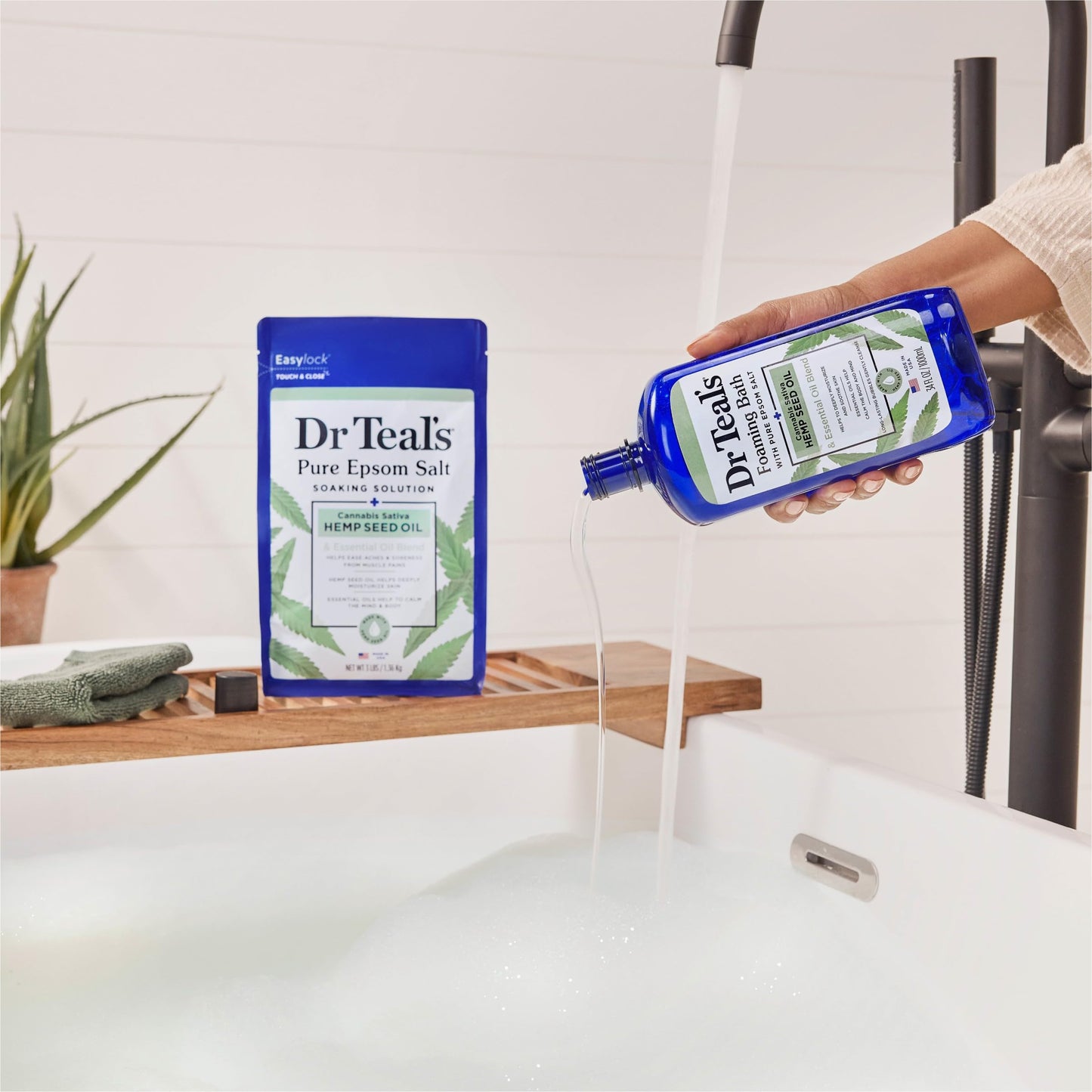 Dr Teal's Foaming Bath with Pure Epsom Salt, Relax & Relief with Eucalyptus & Spearmint, 34 fl oz (Pack of 2)