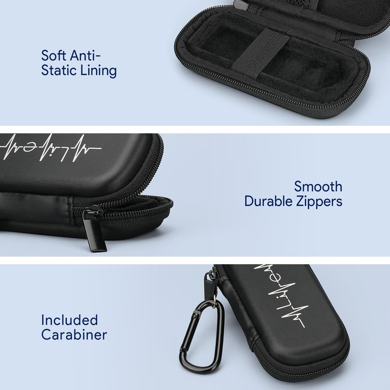 YINKE Case for AliveCor Kardia Mobile Heart Monitor EKG/Wireless 6-Lead EKG, Travel Case Protective Cover Storage Bag (Black)