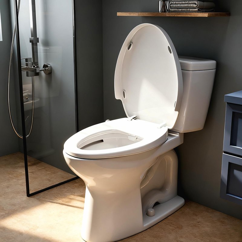 WITMYA Elongated Bidet Toilet Seat with Soft-Close Lid, Self-Cleaning Dual Nozzles, Non-Electric Bidet Seat with Adjustable Water Pressure, White Toilet Seat for Elongated Toilets with Brass
