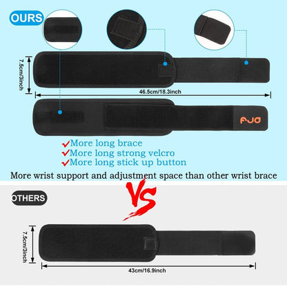 Wrist Brace Carpal Tunnel 2 Pack - Upgraded 18.3" Extra Long Wrist Support & Wrist Splint for Men & Women, Breathable Wrist Brace for Carpal Tunnel, Anti-Chafe Sport Wrist Wraps & Hand Brace for Arthritis Pain and Support, Weightlifting