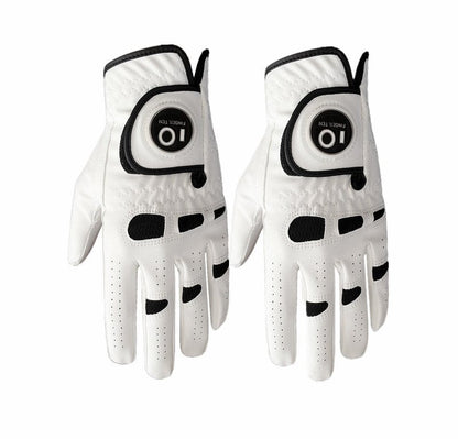 FINGER TEN Men’s Golf Gloves Left Hand Right with Ball Marker 2 Pack, Weathersof Grip Soft Comfortable, Fit Size Small Medium ML Large XL (Large, Worn on Left Hand)