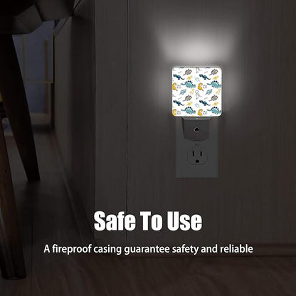 Dino Night Light, Funny Dinosaurs Night Lights Plug into Wall Decor for Bedroom, Bathroom, Hallway, Kitchen, Dusk to Dawn Sensor Nightlights for Boys Girls Women Men Room Gifts