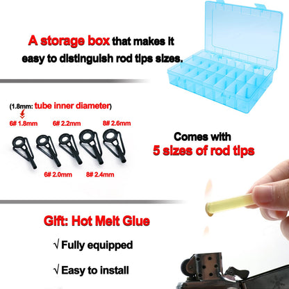 FishTrip Rod Tip Guide Repair Kit, Single Double Leg Ceramic Guides