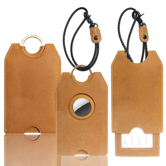1 Pc Leather Luggage Tags for Airtag Holder, Airtag Luggage Tag with Privacy Cover, Suitcases Tag Leather Protective Case, Stylish Travel Accessories for Suitcases