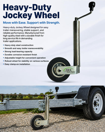 JRS Farm Parts 900 lb Single Wheel Trailer Jack, 17.5" Adjustable Lift Travel | Heavy Duty Bolt-On Tongue Jack for Boat, RV, Camper & Utility Trailers