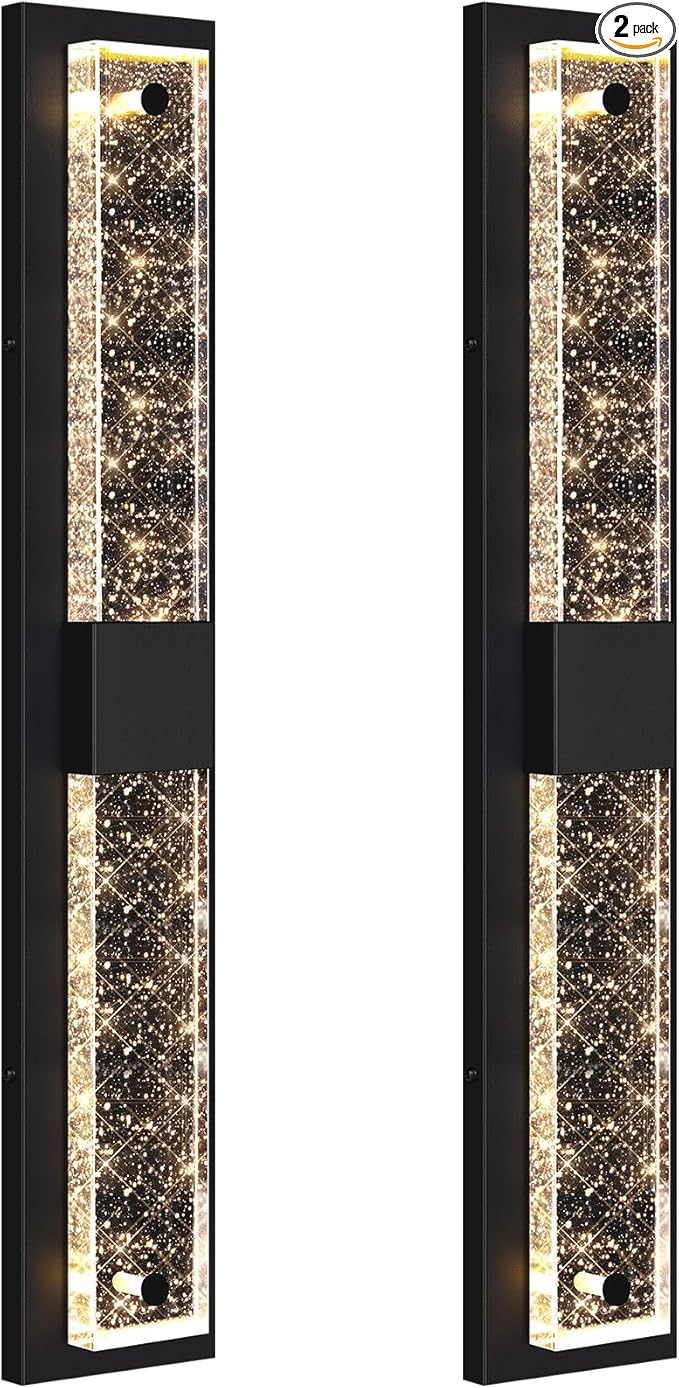 31.5in Large Size Outdoor Wall Light Fixtures with Crystal Bubble Glass, Waterproof Exterior Sconces LED Wall Lanterns, Porch Lights Wall Mounted 10W 3000K Outside Lights for House Front Door Garage