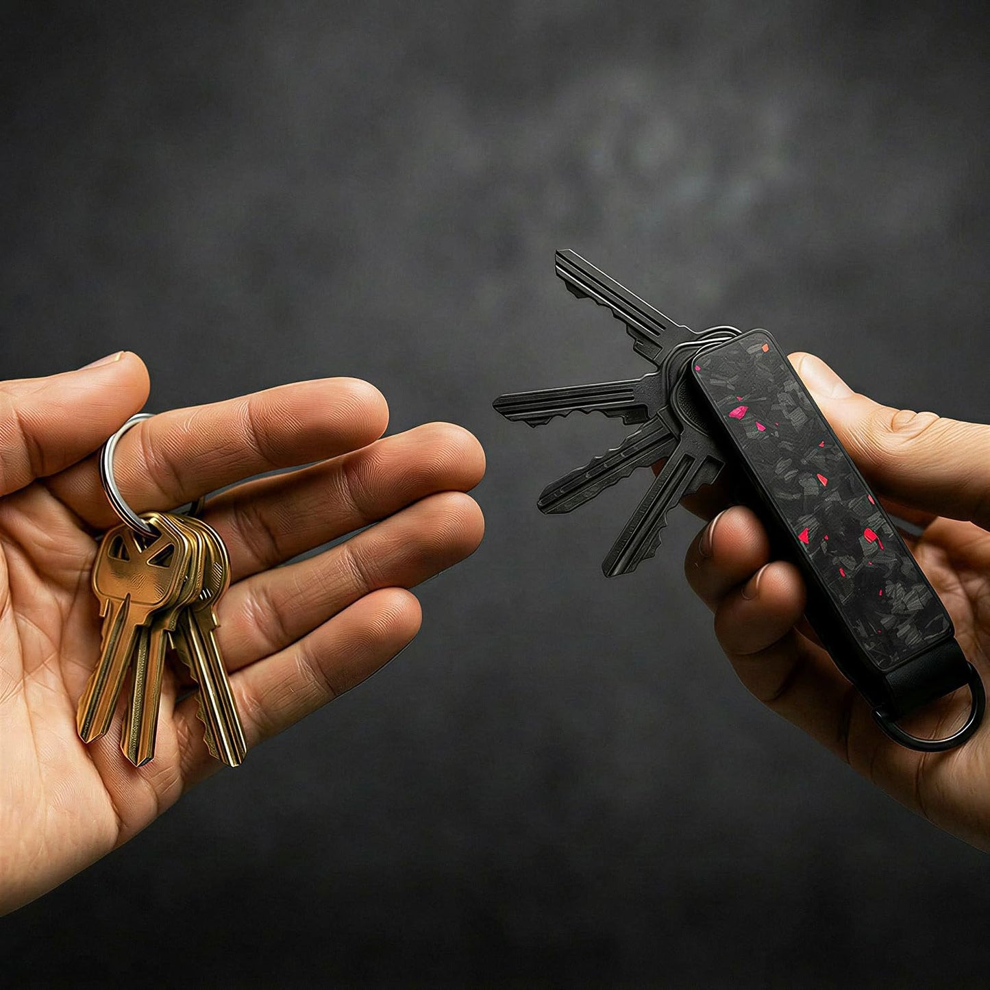 CAXGEK Metallic Key Organizer - Aluminum Forge Carbon Fiber Key Organizer holder, Minimalist Innovative Keychain.