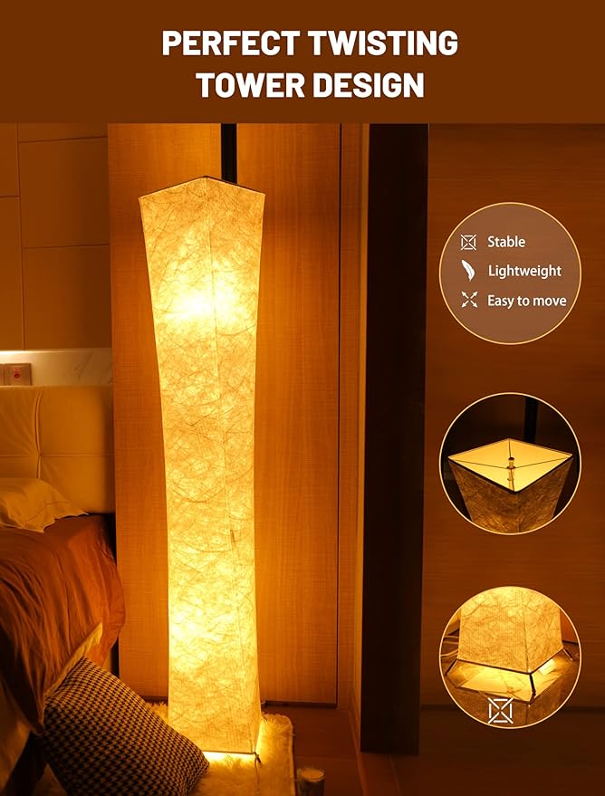 LEONC RGB+CCT Floor Lamp with Remote, 1800lm LED Tuya Smart 9W×2 Bulbs, 61" Smart Modern Floor Lamp with Alexa, Music Sync and 16 Million Colors, Color Changing Standing Lamp for Bedroom Living Room