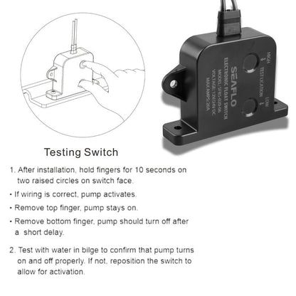 SEAFLO Electric Field Bilge Switch - 12V/24V, 20A at 12V or 10A at 24V, Automatic Water Level Sensor Switch, No Float, Solid State Bilge Pump Switch, Marine Boat, SFBS-20-06, 4-Year Warranty