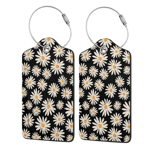 Set of 2 Luggage Tag for Suitcases Tie dye PU Leather Luggage Tag with Full Back Privacy Name ID Card Fun Laggage Tags