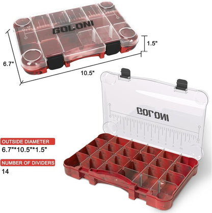 Goloni Fishing Tackle Box - Clear Plastic Storage Organizer with Removable Dividers | 3600 Tackle Trays, 4 Pack