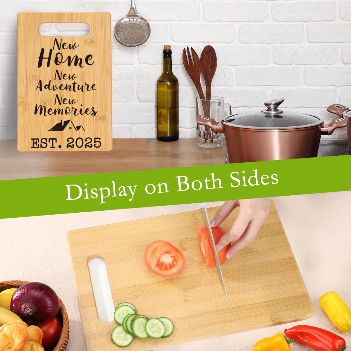 MY-ALVVAYS House Warming Gifts New Home, Perfect House Warming Gifts, New Home Gift Idea for Women Men Homeowner, New Apartment Essentials, New Home New Adventure New Memories 2025 Cutting Board