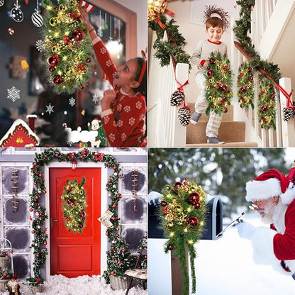 Prelit Christmas Mailbox Swag with Lights - Pine Teardrop Swag Christmas Decoration for Xmas Holiday Indoor/Outdoor Home Decor