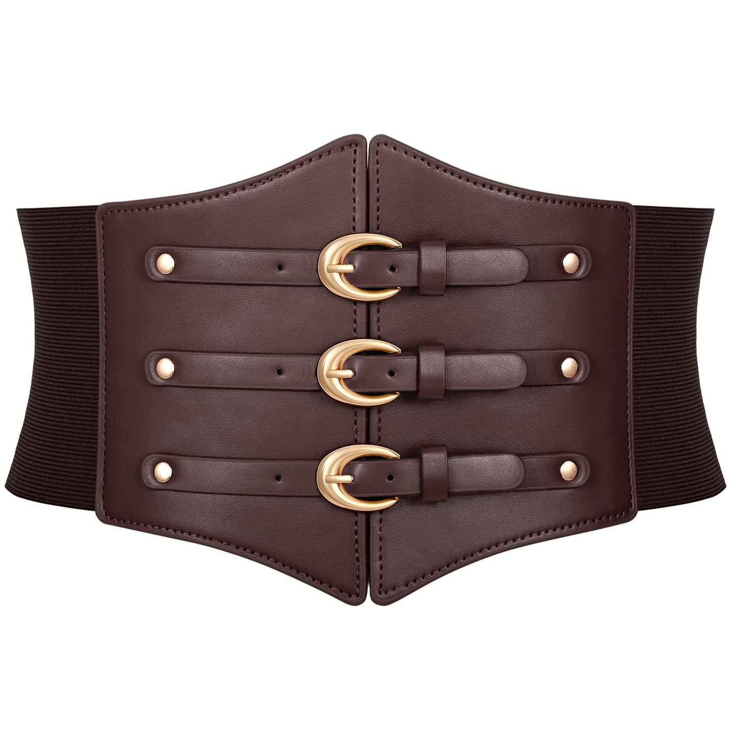JKEEMI Women Corset Belt Wide Stretchy Waspie Elastic Waist Belt with Gold Buckle for Daily Cosplay Halloween Costume