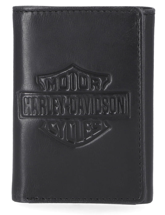 Harley-Davidson Men's Genuine Leather Rfid Blocking Trifold Wallet
