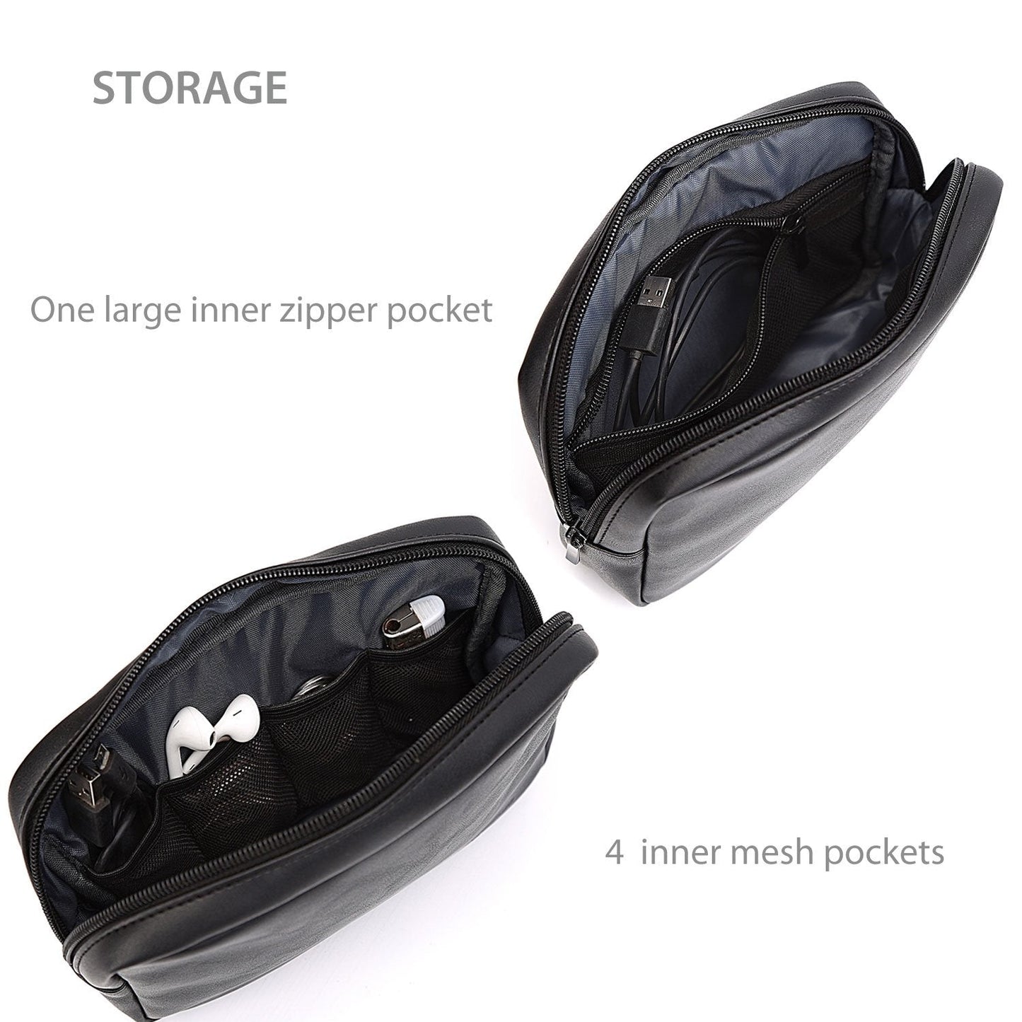 ProCase Accessories Bag Organizer Power Bank Case, Electronics Accessory Travel Gear Organize Case, Cable Management Hard Drive Bag -Black