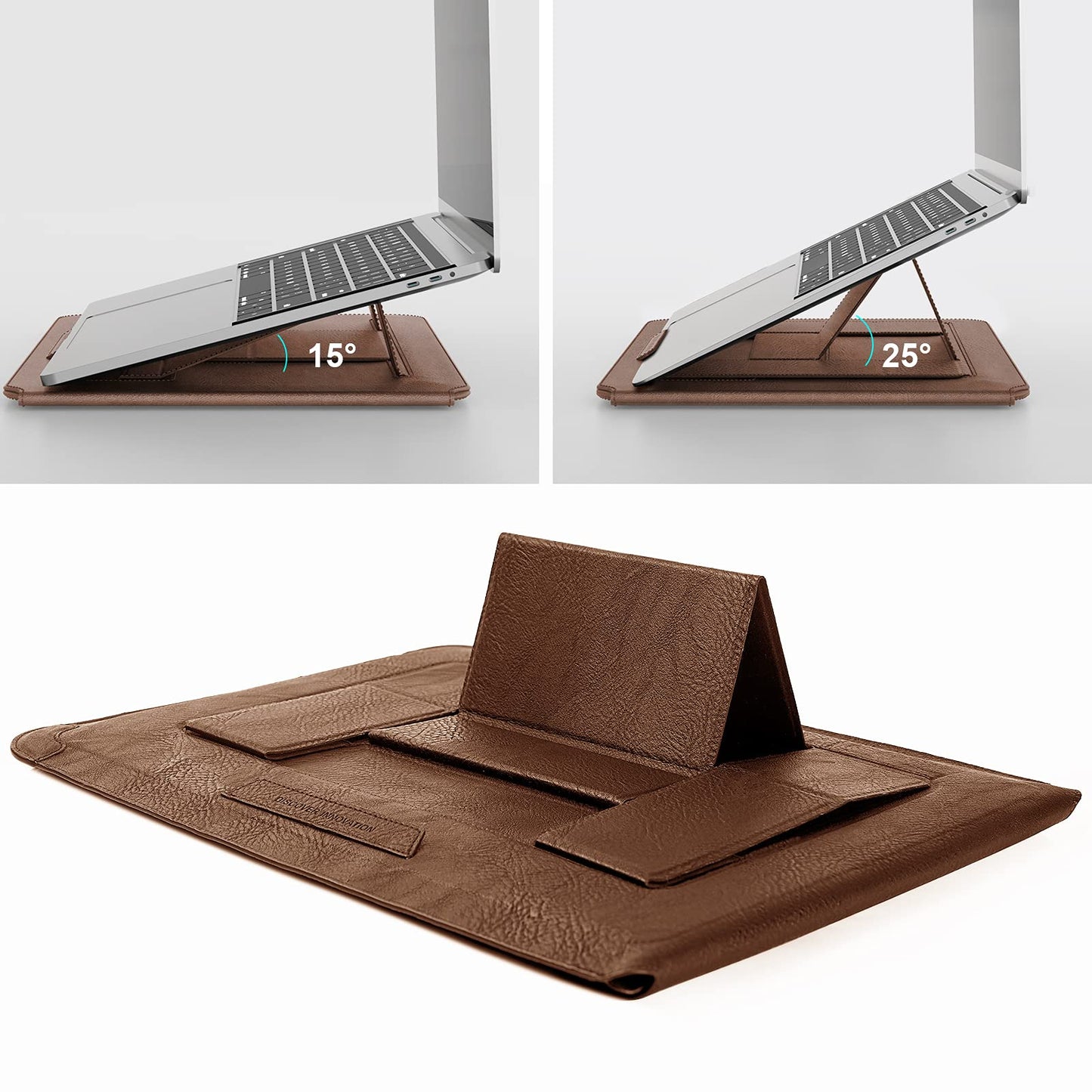 Nillkin Laptop Sleeve 13 inch (3-in-1), MacBook Sleeve with Adjustable Stand & Mouse Pad, 2 Stand Modes, 13 inch Laptop Case, Slim MacBook Accessories for Samsung/Surface/Chromebook/HP 12-14'', Brown