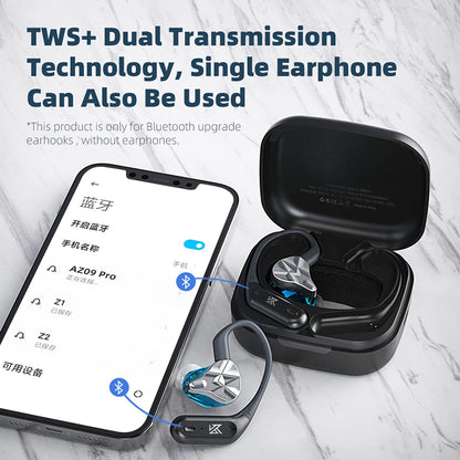 CCA KZ AZ09 PRO Bluetooth 5.2 Module IEM Bluetooth Adapter Waterproof Ear Hook Extra Long Battery Life Cable for KZ ZS10 PRO/ZSN Pro X/ZSN PRO/ZEX PRO/AS16 PRO/Zax/DQ6 Polaris/C12/CRA PRO(C pin)