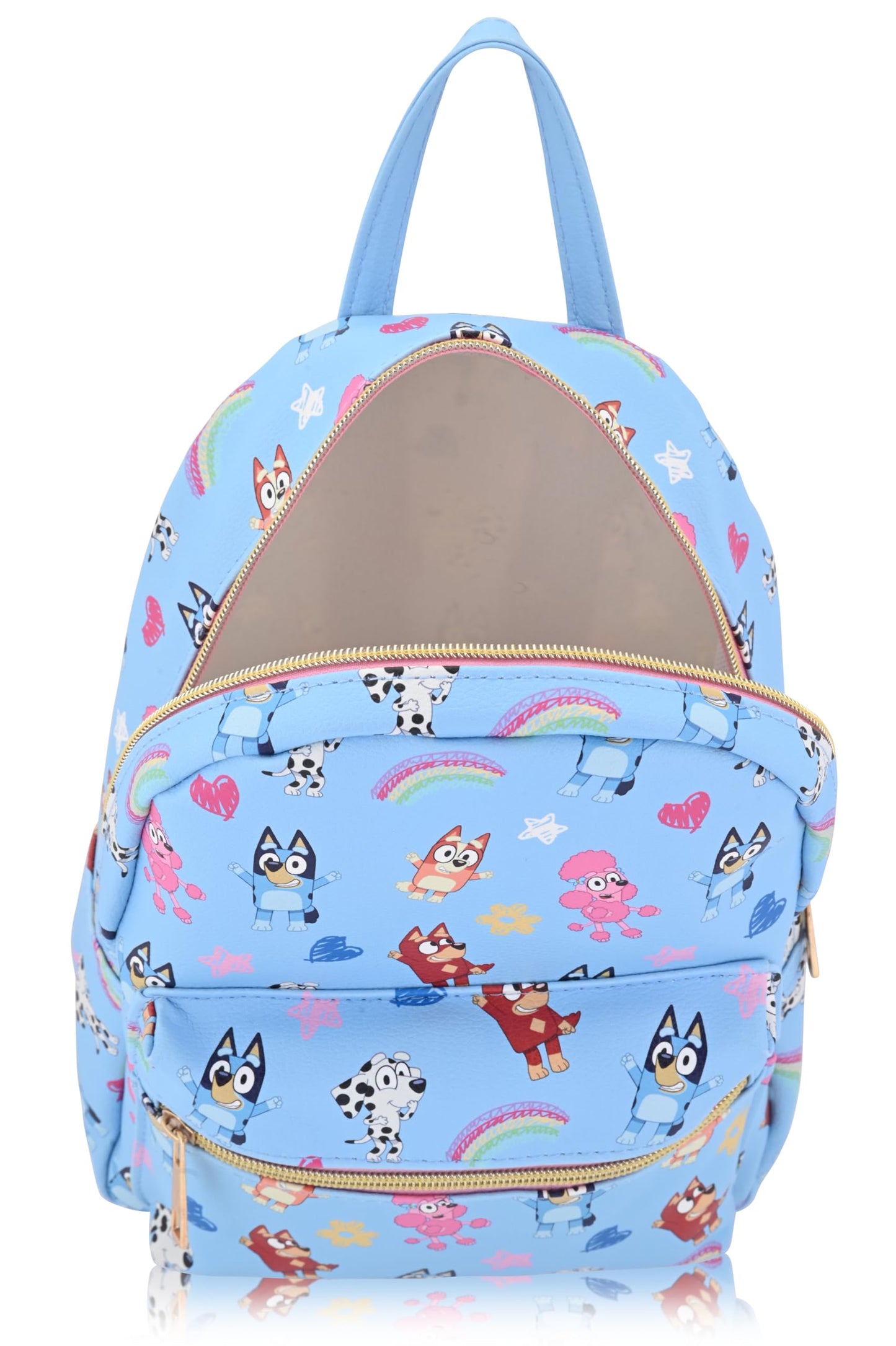 Fast Forward Bluey Backpack for Boys, Girls, Women, Men, Unisex | Cute PU Leather 10" Bluey Mini Backpack Purse Shoulder Purse | Bluey Bag and Bluey Accessories