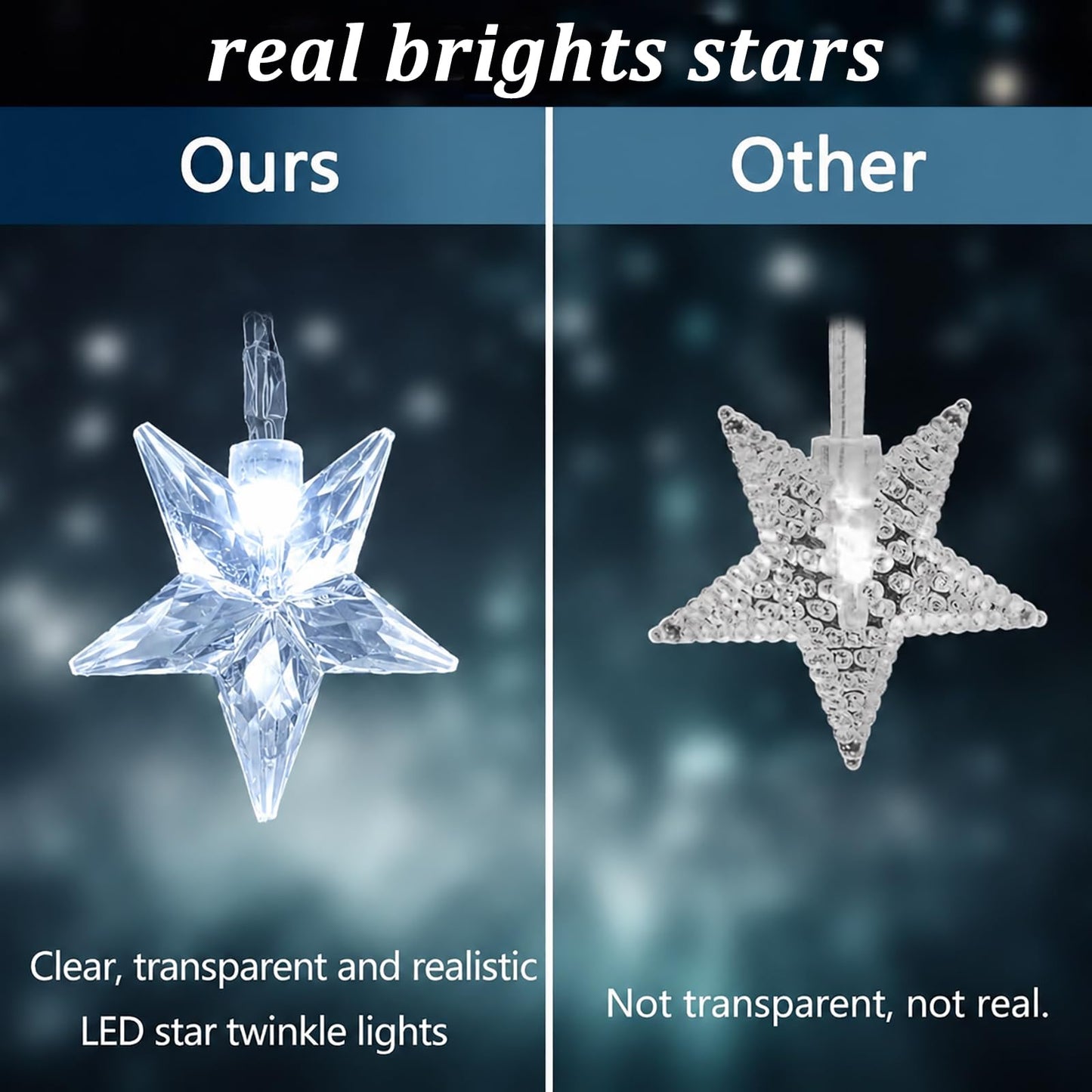 Solar Star Lights Outdoor - 50 LED Solar Powered Lights Outdoor Waterproof, 30.68ft Solar Star for Outside, White Twinkle Fairy String for Garden Fence Yard Decorations, 8 Modes