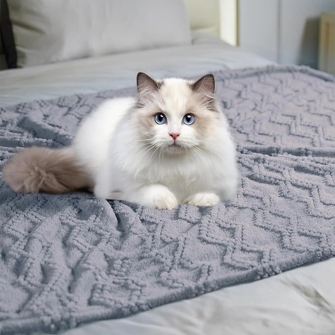 Jacquard Boho Fleece Throw Blanket-Cozy Fluffy Soft Lightweight Fuzzy Fall Blanket for Sofa, Couch, Bed, Chair & Car, Gifts for Teen Girls, Women & Men, Home and Dorm Decor, Gray, 50" x 70"