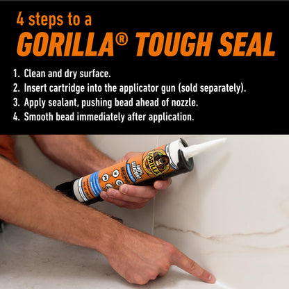 Gorilla 100% Silicone Sealant Caulk Window & Door, 10 Ounce Cartridge, White