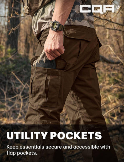 CQR Men's Tactical Pants, Water Resistant Ripstop Cargo Pants, Lightweight EDC Work Hiking Pants, Outdoor Apparel, Raider Tundra, 38W x 32L